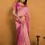 Pink premium spun cotton zari woven saree with blouse