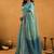 Turquoise premium spun cotton zari woven saree with blouse