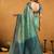 Turquoise premium spun cotton zari woven saree with blouse