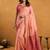 Peach premium spun cotton zari woven saree with blouse