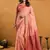 Peach premium spun cotton zari woven saree with blouse