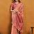 Peach premium spun cotton zari woven saree with blouse