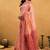 Peach premium spun cotton zari woven saree with blouse