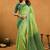 Green premium spun cotton zari woven saree with blouse