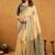 Cream premium spun cotton zari woven saree with blouse