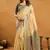 Cream premium spun cotton zari woven saree with blouse