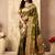 Mehendi silk zari woven saree with blouse