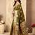 Mehendi silk zari woven saree with blouse