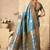 Sky blue silk zari woven saree with blouse
