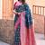 Navy blue silk zari woven saree with blouse