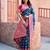 Navy blue silk zari woven saree with blouse