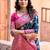 Navy blue silk zari woven saree with blouse