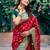 Red silk zari woven saree with blouse