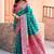 Turquoise silk zari woven saree with blouse