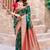 Bottle green silk zari woven saree with blouse