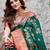 Bottle green silk zari woven saree with blouse