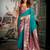 Turquoise soft silk zari woven saree with blouse
