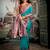 Turquoise soft silk zari woven saree with blouse