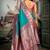 Turquoise soft silk zari woven saree with blouse