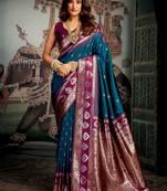 Morpich soft silk zari woven saree with blouse