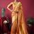 Orange tissue silk zari woven saree with blouse