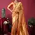 Orange tissue silk zari woven saree with blouse