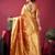 Orange tissue silk zari woven saree with blouse