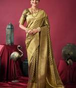 Mehendi tissue silk zari woven saree with blouse