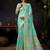 Turquoise organza khadi zari woven saree with blouse
