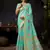 Turquoise organza khadi zari woven saree with blouse