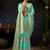 Turquoise organza khadi zari woven saree with blouse