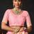 Baby pink organza khadi zari woven saree with blouse