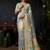Grey organza khadi zari woven saree with blouse