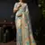 Grey organza khadi zari woven saree with blouse