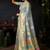 Grey organza khadi zari woven saree with blouse