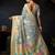 Grey organza khadi zari woven saree with blouse