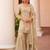 Cream zari sequence embroidery work mos satin ready to wear sharara suit for women's