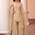 Cream zari sequence embroidery work mos satin ready to wear sharara suit for women's