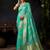 Turquoise organza khadi zari woven saree with blouse