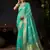 Turquoise organza khadi zari woven saree with blouse