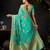 Turquoise organza khadi zari woven saree with blouse