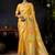 Yellow organza khadi zari woven saree with blouse