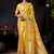 Yellow organza khadi zari woven saree with blouse