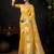 Yellow organza khadi zari woven saree with blouse