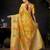 Yellow organza khadi zari woven saree with blouse