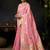 Pink organza khadi zari woven saree with blouse