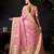 Pink organza khadi zari woven saree with blouse