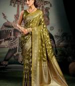 Mehendi premium soft silk zari woven saree with blouse