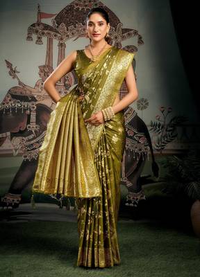 mehendi festive wear premium soft silk saree with zari work 2