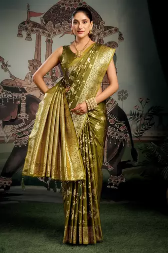 mehendi festive wear premium soft silk saree with zari work
